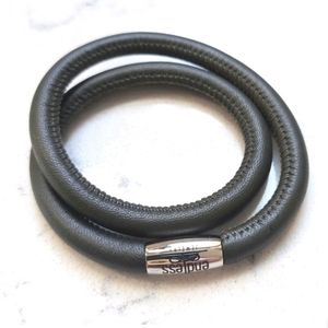 Endless Leather Charm Bracelet Double Wrap Green Gray Magnetic Clasp